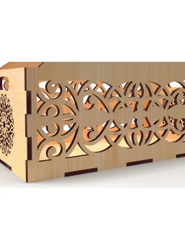 Σετ των 2 Intra απο ξύλο plywood  Χρώμα wenge 3mm-4mm πάχος - Διακοσμητικό κουτί δώρου Ξύλινο κουτί κοπής με λέιζερ Δίασταση 15x15 cm INTRAFABR-33348885