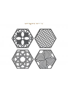 Intra απο ξύλο plywood  Χρώμα wenge 3mm-4mm πάχος - Διακοσμητικό εξάγωνο Lasercut Δίασταση 30x20 cm INTRAFABR-117784236