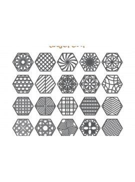 Intra απο ξύλο plywood  Χρώμα wenge 3mm-4mm πάχος - Διακοσμητικό εξάγωνο Lasercut Δίασταση 30x20 cm INTRAFABR-117120377