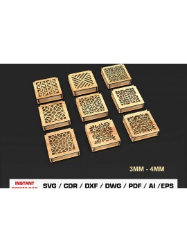 Σετ των 2 Intra απο ξύλο plywood  Χρώμα wenge 3mm-4mm πάχος - Διακοσμητικό κοσμηματοπωλείο κοπής με λέιζερ Δίασταση 20x20 cm INTRAFABR-117887809