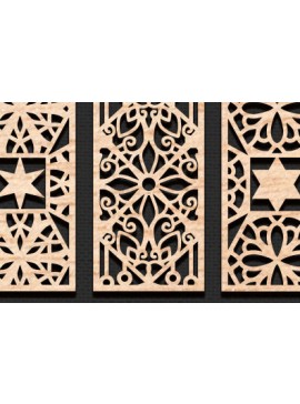 Σετ των 2 Intra απο ξύλο plywood  Χρώμα wenge 3mm-4mm πάχος - Διακοσμητικό πάνελ κοπής με λέιζερ Δίασταση 20x20 cm INTRAFABR-105830680