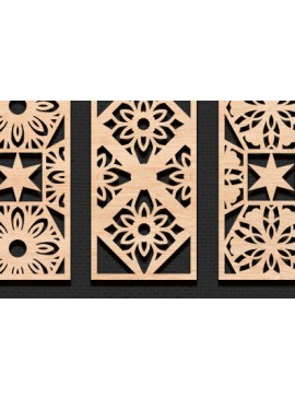 Σετ των 2 Intra απο ξύλο plywood  Χρώμα wenge 3mm-4mm πάχος - Διακοσμητικό πάνελ κοπής με λέιζερ Δίασταση 20x20 cm INTRAFABR-67095464