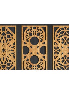 Σετ των 2 Intra απο ξύλο plywood  Χρώμα wenge 3mm-4mm πάχος - Διακοσμητικό πάνελ κοπής με λέιζερ Δίασταση 20x20 cm INTRAFABR-123581370