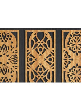 Σετ των 2 Intra απο ξύλο plywood  Χρώμα wenge 3mm-4mm πάχος - Διακοσμητικό πάνελ κοπής με λέιζερ Δίασταση 20x20 cm INTRAFABR-25145341