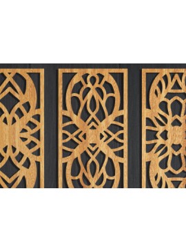 Σετ των 2 Intra απο ξύλο plywood  Χρώμα wenge 3mm-4mm πάχος - Διακοσμητικό πάνελ κοπής με λέιζερ Δίασταση 20x20 cm INTRAFABR-122089942