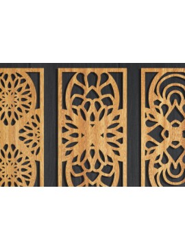 Σετ των 2 Intra απο ξύλο plywood  Χρώμα wenge 3mm-4mm πάχος - Διακοσμητικό πάνελ κοπής με λέιζερ Δίασταση 20x20 cm INTRAFABR-87855458