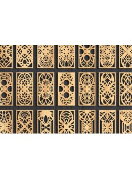 Σετ των 2 Intra απο ξύλο plywood  Χρώμα wenge 3mm-4mm πάχος - Διακοσμητικό πάνελ κοπής με λέιζερ πακέτο Δίασταση 20x20 cm INTRAFABR-97563379