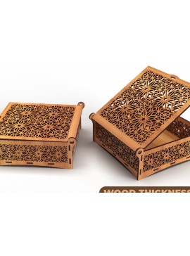 Σετ των 2 Intra απο ξύλο plywood  Χρώμα wenge 3mm-4mm πάχος - Διακοσμητικό Ξύλινο κουτί δώρου κομμένο με λέιζερ Δίασταση 15x15 cm INTRAFABR-98635939