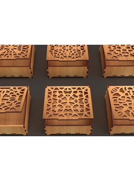Σετ των 2 Intra απο ξύλο plywood  Χρώμα wenge 3mm-4mm πάχος - Διακοσμητικό Ξύλινο κουτί δώρου κομμένο με λέιζερ Δίασταση 6x6 cm INTRAFABR-98636113