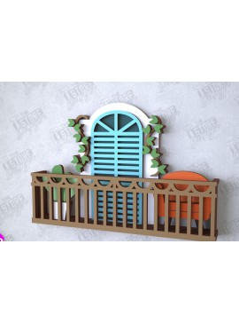 Σετ των 2 Intra απο ξύλο plywood  Χρώμα wenge 3mm-4mm πάχος - Διακοσμητικό Μπαλκόνι με στρώσεις | Διακόσμηση τοίχου Δίασταση 20x20 cm INTRAFABR-115370555