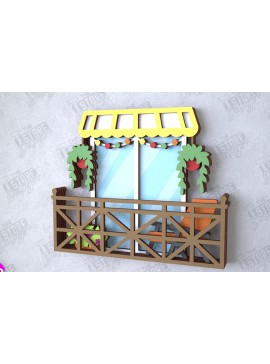 Σετ των 2 Intra απο ξύλο plywood  Χρώμα wenge 3mm-4mm πάχος - Διακοσμητικό Μπαλκόνι με στρώσεις | Διακόσμηση τοίχου Δίασταση 20x20 cm INTRAFABR-115434242