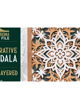 Σετ των 2 Intra απο ξύλο plywood  Χρώμα wenge 3mm-4mm πάχος - Διακοσμητικό κόψιμο Mandala 3D Layered Δίασταση 4x4 cm INTRAFABR-98635905