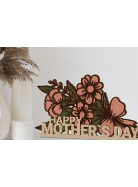 Σετ των 2 Intra απο ξύλο plywood  Χρώμα wenge 3mm-4mm πάχος - Διακοσμητικό πάνελ για τη γιορτή της μητέρας με λουλούδι Δίασταση 10x12 cm INTRAFABR-26922875