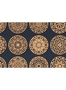 Σετ των 2 Intra απο ξύλο plywood  Χρώμα wenge 3mm-4mm πάχος - Σουβέρ με διακοσμητικό με λέιζερ Δίασταση 20x20 cm INTRAFABR-112492229