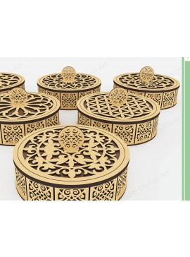 Intra απο ξύλο plywood  Χρώμα wenge 3mm-4mm πάχος - Διακοσμητικό στρογγυλό κουτί Αρχεία Δίασταση 180x180 cm INTRAFABR-119069336