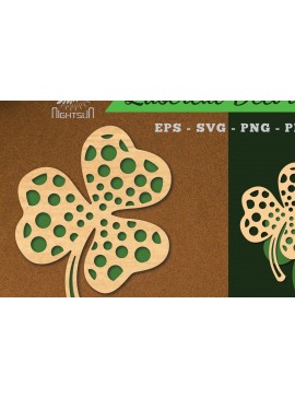 Σετ των 2 Intra απο ξύλο plywood  Χρώμα wenge 3mm-4mm πάχος - Διακοσμητικό κομμένο με λέιζερ τριφύλλι διακόσμηση Δίασταση 20x20 cm INTRAFABR-98635818