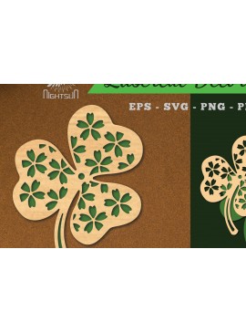 Σετ των 2 Intra απο ξύλο plywood  Χρώμα wenge 3mm-4mm πάχος - Διακοσμητικό κομμένο με λέιζερ τριφύλλι διακόσμηση Δίασταση 20x20 cm INTRAFABR-67065204