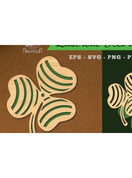 Σετ των 2 Intra απο ξύλο plywood  Χρώμα wenge 3mm-4mm πάχος - Διακοσμητικό κομμένο με λέιζερ τριφύλλι διακόσμηση Δίασταση 20x20 cm INTRAFABR-67065562