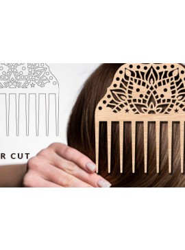 Σετ των 2 Intra απο ξύλο plywood  Χρώμα wenge 3mm-4mm πάχος - Διακοσμητικές πλαϊνές χτένες μαλλιών με λέιζερ Δίασταση 20x20 cm INTRAFABR-97562133