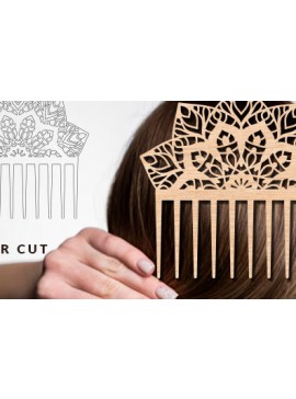 Σετ των 2 Intra απο ξύλο plywood  Χρώμα wenge 3mm-4mm πάχος - Διακοσμητικές πλαϊνές χτένες μαλλιών με λέιζερ Δίασταση 20x20 cm INTRAFABR-97562207