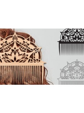 Σετ των 2 Intra απο ξύλο plywood  Χρώμα wenge 3mm-4mm πάχος - Διακοσμητικές πλαϊνές χτένες μαλλιών με λέιζερ Δίασταση 20x20 cm INTRAFABR-97562368