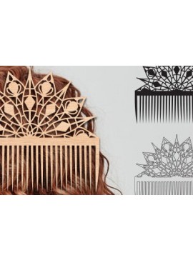 Σετ των 2 Intra απο ξύλο plywood  Χρώμα wenge 3mm-4mm πάχος - Διακοσμητικές πλαϊνές χτένες μαλλιών με λέιζερ Δίασταση 20x20 cm INTRAFABR-97562396