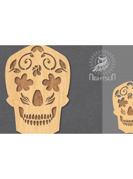 Σετ των 2 Intra απο ξύλο plywood  Χρώμα wenge 3mm-4mm πάχος - Διακοσμητικό διάκοσμο κοπής με λέιζερ κρανίου 4 Δίασταση 20x20 cm INTRAFABR-97562484