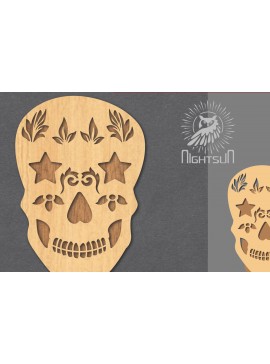 Σετ των 2 Intra απο ξύλο plywood  Χρώμα wenge 3mm-4mm πάχος - Διακοσμητικό διακοσμητικό κοπής με λέιζερ κρανίου 5 Δίασταση 20x20 cm INTRAFABR-97561752