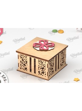 Σετ των 2 Intra απο ξύλο plywood  Χρώμα wenge 3mm-4mm πάχος - Διακοσμητικό Ξύλινο Κουτί Δώρου Κοπή Laser Δίασταση 15x15 cm INTRAFABR-114206689