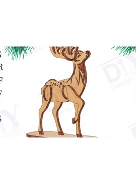 Intra απο ξύλο plywood  Χρώμα wenge 3mm-4mm πάχος - Deer 3d Puzzle File Δίασταση 30x20 cm INTRAFABR-67024251