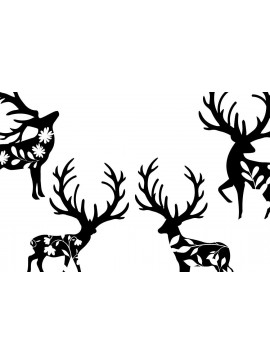 Σετ των 2 Intra απο ξύλο plywood  Χρώμα wenge 3mm-4mm πάχος - Στολίδι με ελαφοκέρατα Floral Δίασταση 6x6 cm INTRAFABR-37056989