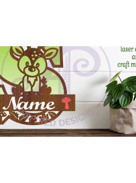 Intra απο ξύλο plywood  Χρώμα wenge 3mm-4mm πάχος - Μονόγραμμα με κεφαλαίο ελάφι Επιστολή S Δίασταση 30x20 cm INTRAFABR-109207672