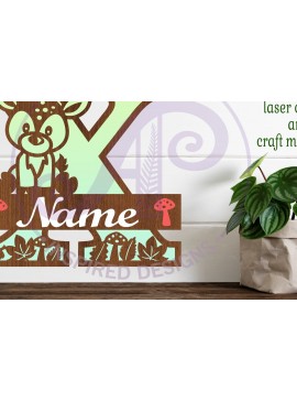 Intra απο ξύλο plywood  Χρώμα wenge 3mm-4mm πάχος - Μονόγραμμα με κεφαλαίο ελάφι Επιστολή X Δίασταση 30x20 cm INTRAFABR-93245665