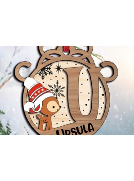 Σετ των 2 Intra απο ξύλο plywood  Χρώμα wenge 3mm-4mm πάχος - Ελάφια Χριστουγεννιάτικη επιστολή U στολίδι διακοπές Δίασταση 6x6 cm INTRAFABR-122682963