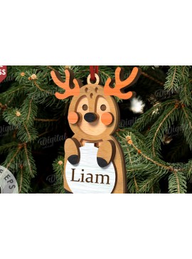 Σετ των 2 Intra απο ξύλο plywood  Χρώμα wenge 3mm-4mm πάχος - Χριστουγεννιάτικο στολίδι ελάφι με λέιζερ Δίασταση 6x6 cm INTRAFABR-122682761