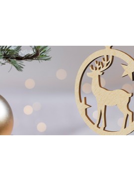 Σετ των 3 Intra απο ξύλο plywood  Χρώμα wenge 3mm-4mm πάχος - στολιδιών παιχνιδιών ελαφιού Χριστουγεννιάτικου δέντρου Δίασταση 3x3 cm INTRAFABR-122491186