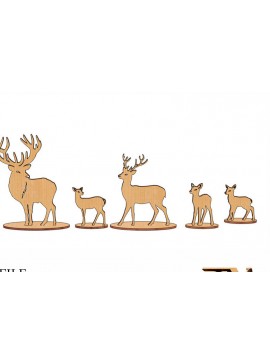 Σετ των 2 Intra απο ξύλο plywood  Χρώμα wenge 3mm-4mm πάχος - Deer Family Cut File Laser Δίασταση 20x20 cm INTRAFABR-104485806