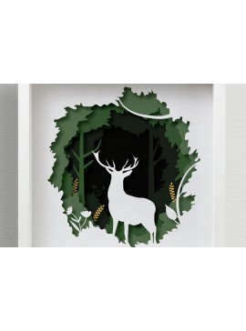 Intra απο ξύλο plywood  Χρώμα wenge 3mm-4mm πάχος - Deer Forest Shadow Box , 3D Mandala Δίασταση 25x25 cm INTRAFABR-119192223