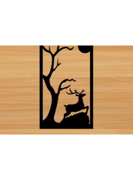 Intra απο ξύλο plywood  Χρώμα wenge 3mm-4mm πάχος - Τέχνη τοίχου με κοπής με λέιζερ κυνήγι ελαφιού Δίασταση 40x50 cm INTRAFABR-86382893