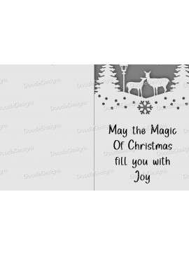 Σετ των 2 Intra απο ξύλο plywood  Χρώμα wenge 3mm-4mm πάχος - Χριστουγεννιάτικη κάρτα Deer in Forest Edge Δίασταση 15x15 cm INTRAFABR-110121384