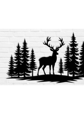 Intra απο ξύλο plywood  Χρώμα wenge 3mm-4mm πάχος - με λέιζερ ού τοίχου Deer Δίασταση 30x40 cm INTRAFABR-112520782