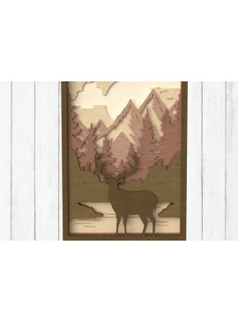 Σετ των 2 Intra απο ξύλο plywood  Χρώμα wenge 3mm-4mm πάχος - Deer Mountain Layered Art Δίασταση 6x6 cm INTRAFABR-112519519