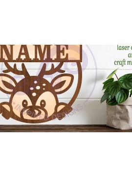 Intra απο ξύλο plywood  Χρώμα wenge 3mm-4mm πάχος - Πρότυπο κοπής με λέιζερ Sin Name Deer Δίασταση 30x20 cm INTRAFABR-122671213