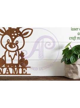 Intra απο ξύλο plywood  Χρώμα wenge 3mm-4mm πάχος - Πρότυπο κοπής με λέιζερ Name Deer Δίασταση 30x20 cm INTRAFABR-122671153