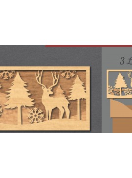 Σετ των 2 Intra απο ξύλο plywood  Χρώμα wenge 3mm-4mm πάχος - Deer Scene Decor Home 1 Δίασταση 20x20 cm INTRAFABR-122671357