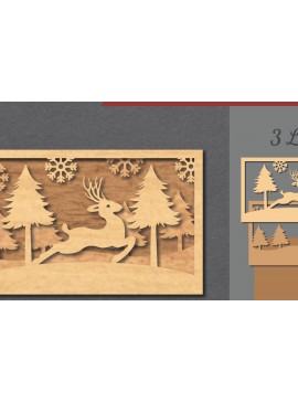 Σετ των 2 Intra απο ξύλο plywood  Χρώμα wenge 3mm-4mm πάχος - Deer Scene Decor Home 2 Δίασταση 20x20 cm INTRAFABR-122451455