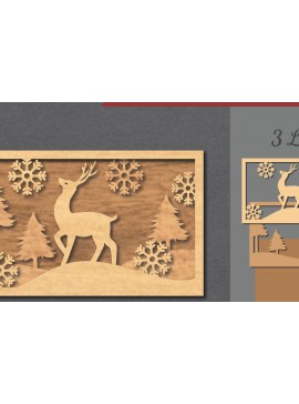 Σετ των 2 Intra απο ξύλο plywood  Χρώμα wenge 3mm-4mm πάχος - Deer Scene Decor Home 3 Δίασταση 20x20 cm INTRAFABR-122675153