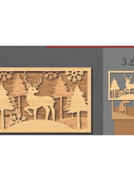 Σετ των 2 Intra απο ξύλο plywood  Χρώμα wenge 3mm-4mm πάχος - Deer Scene Decor Home 4 Δίασταση 20x20 cm INTRAFABR-31838108