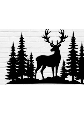 Intra απο ξύλο plywood  Χρώμα wenge 3mm-4mm πάχος - Deer Scene Metal Wall Art , Αρχεία DXF Δίασταση 30x40 cm INTRAFABR-86311860
