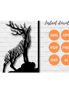 Intra απο ξύλο plywood  Χρώμα wenge 3mm-4mm πάχος - κοπής με λέιζερ Deer Wall Art DFX PN Δίασταση 40x50 cm INTRAFABR-109735503